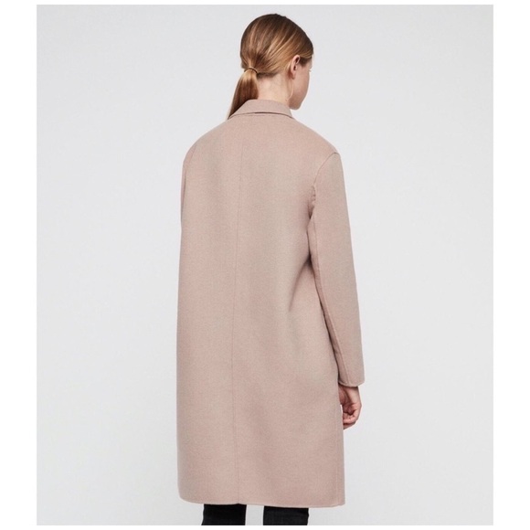 ALLSAINTS Anya Wool-blend Coat In Quartz Pink Pockets 2 Buttons NWT $525 - Picture 4 of 12